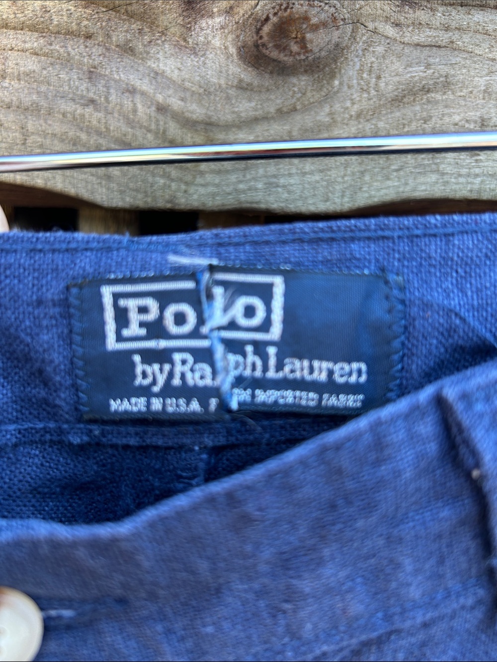 Vintage Polo Ralph Lauren Navy Blue Pleated Linen Trousers 30x32 RN 41381 - Picture 8 of 12